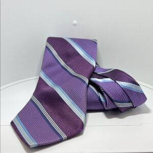 Brooks Brothers purple, blue, and white striped silk necktie